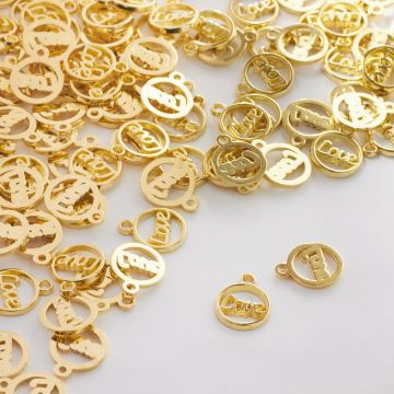 Metalowa zawieszka kółko z napisem love 10mm