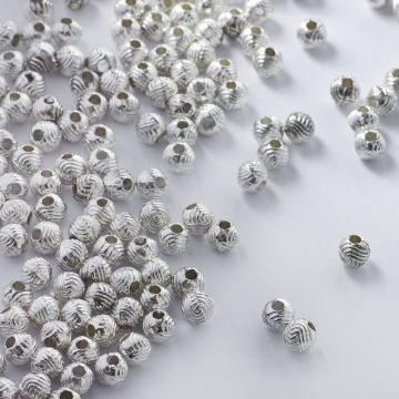 Metalowy koralik kulka w paski 5mm