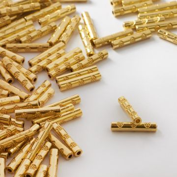 Koralik metalowy rurka ozdobna 14,5mm