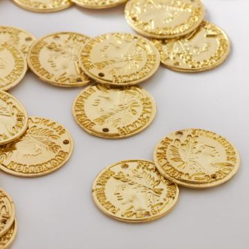 Łącznik metalowy moneta dwie dziurki 20mm