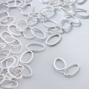 Łącznik metalowy owal błyszczący 12x7mm
