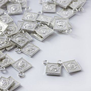 Zawieszka metalowa kwadratowa moneta 16mm