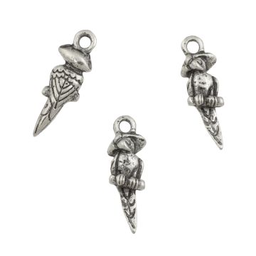 Zawieszka papuga pirata koloru srebrnego 23x9mm