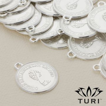 Zawieszka moneta Królowa Elżbieta 2 w srebrnym kolorze 19.5mm