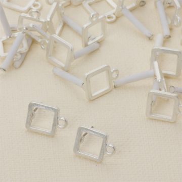 Kolczyki kwadraty wycięte z oczkiem 14 mm