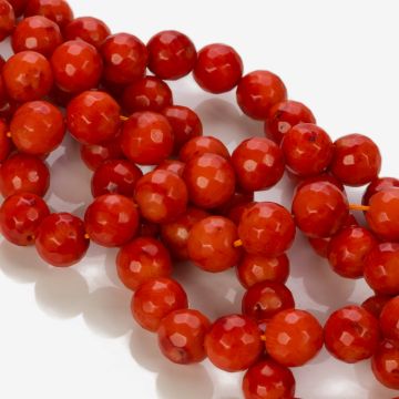 Koral bambusowy kulka fasetowana ruda 11-12mm