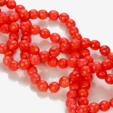 Koral bambusowy kulka fasetowana malinowa 7-8mm