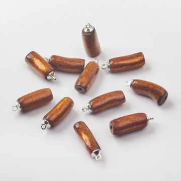 Koral złoty słupek zawieszka ze srebrną zawieszką 25mm