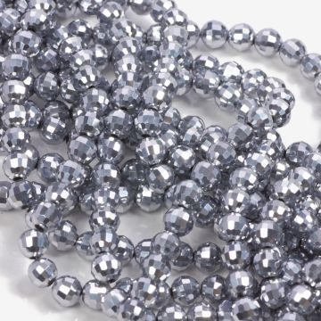 Kryształki kulki fasetowane 92 cuts full silver 6mm