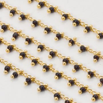 Łańcuch z koralikami jet 2.5x1.5 mm