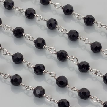 Łańcuch z kryształkami kulkami jet 6mm