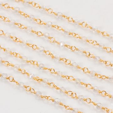 Łańcuch z kryształkami kulkami crystal AB 3mm