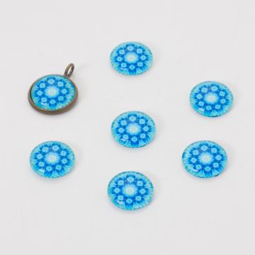 Kaboszon szklany kalejdoskop 14mm błękitny