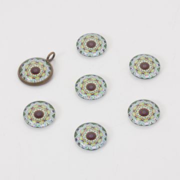 Kaboszon szklany kalejdoskop 14mm zielony