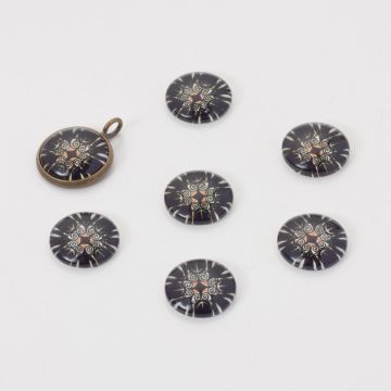 Kaboszon szklany kalejdoskop 14mm czarny