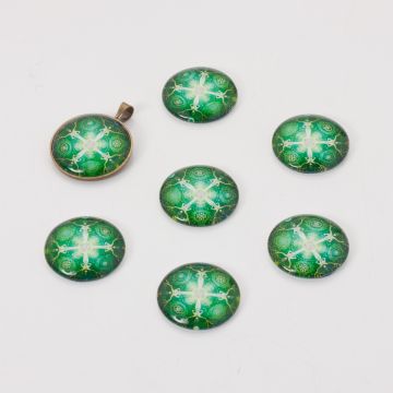 Kaboszon szklany kalejdoskop 20mm zielony