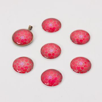 Kaboszon szklany kalejdoskop 20mm czerwony