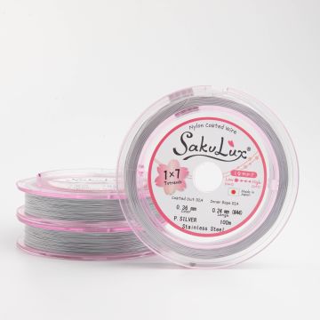 Miękka linka japońska siedmiostrunowa powlekana srebrna 0,36mm