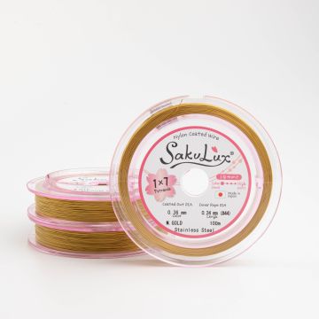 Miękka linka japońska siedmiostunowa powlekana złota 0,36mm