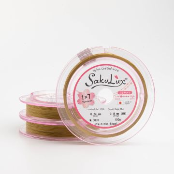 Miękka linka japońska siedmiostrunowa powlekana złota 0,24mm