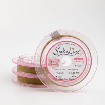 Miękka linka japońska siedmiostrunowa powlekana złota 0,18mm