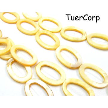 Masa perłowa owal wycięty żółty 30mm