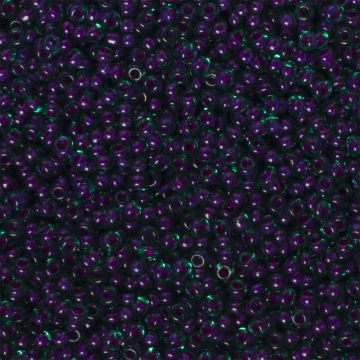 Koraliki NihBeads 12/0 Inside-Color Green Emerald/ Fucia Line