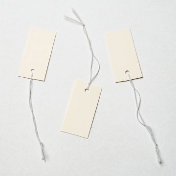 Metka z gumką do bizuterii biała 20x40mm