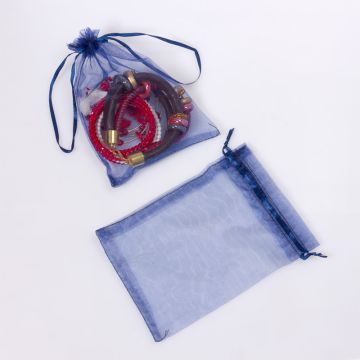 Woreczek z organzy do biżuterii 13x18cm niebieski