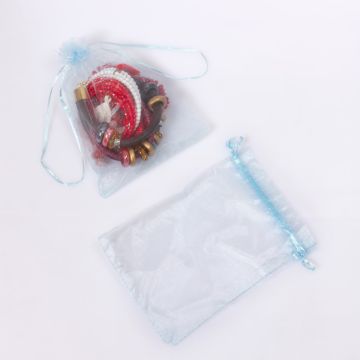 Woreczek z organzy do biżuterii 13x18cm błękitny