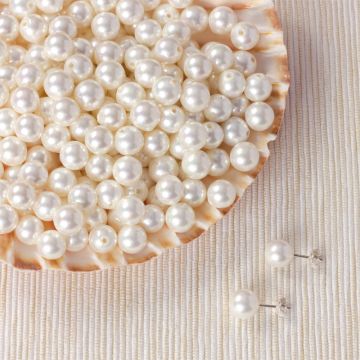 Perła seashell kulki do kolczyków białe 6mm