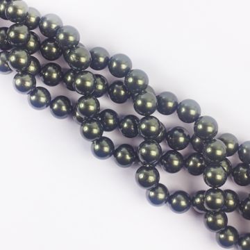 Perły seashell zielono benzynowe 10mm