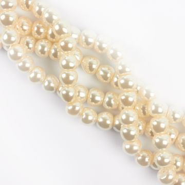 Perły seashell kulka biała spłaszczona 10mm