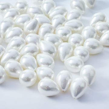 Perły ceramiczne łezka do kolczyków 17x12mm biała