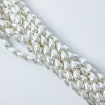 Perły seashell łezka nieregularna 12x8mm biała