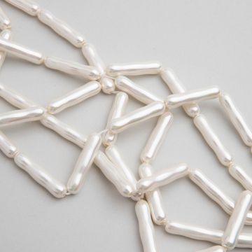 Perły ceramiczne patyczki białe 6x28mm