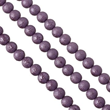 Perły szklane drapane fioletowe 12 mm