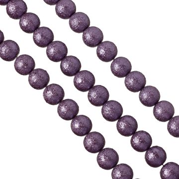 Perły szklane drapane fioletowe 14mm