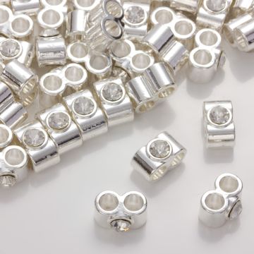 Przekładka z kryształkiem koloru srebrnego crystal 14mm