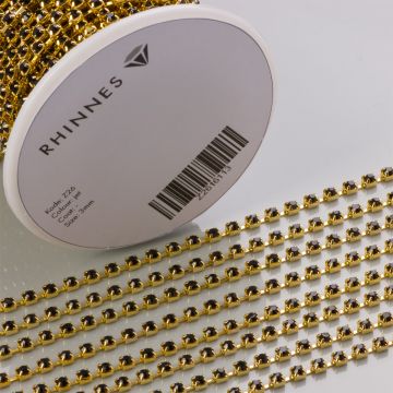 Taśma z kryształkami kolor złoty jet 3mm