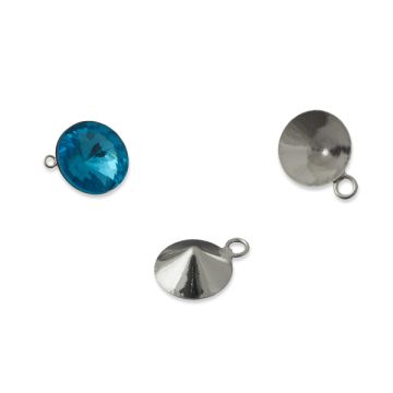 Baza do rivoli z jednym oczkiem kolor srebrny 10mm