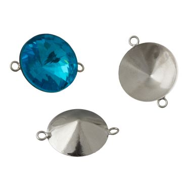 Baza do rivoli z dwoma oczkami kolor srebrny 18mm