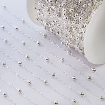 Łańcuszek metalowy z kuleczkami srebrny 2x2,5mm