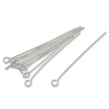 Szpilki posrebrzane z oczkiem 40x0,7mm
