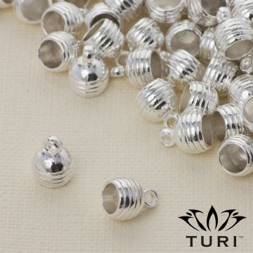 Rowkowana końcówka do rzemieni w srebrnym kolorze 5.5mm