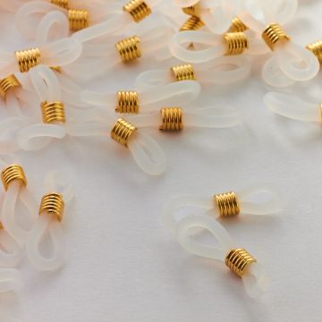 Silikonowe uchwyty do okularów ze złotą sprężynką 20x4mm