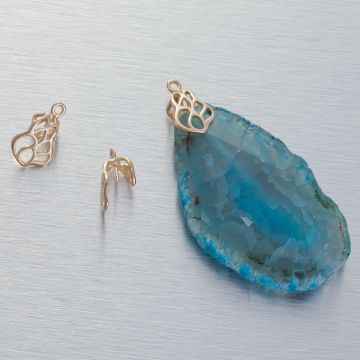 Srebrna krawatka ozdobna do kamieni listek AG925 pozłacana 17.5x10mm