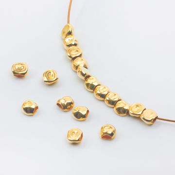 Srebrne przekładki kulki zgniecione młotkowane AG925 pozłacana 5,5x3mm