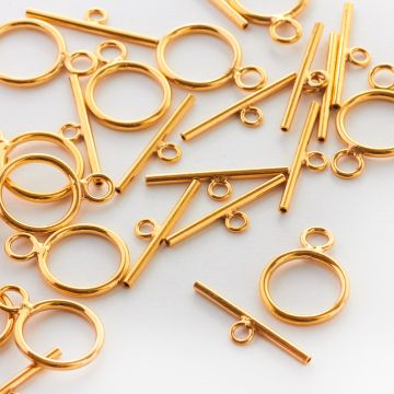 Srebrne zapięcie toggle kółko i patyczek AG925 pozłacane 13,5mm