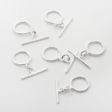 Srebrne zapięcie toggle kółko z patyczkiem satynowe 12mm